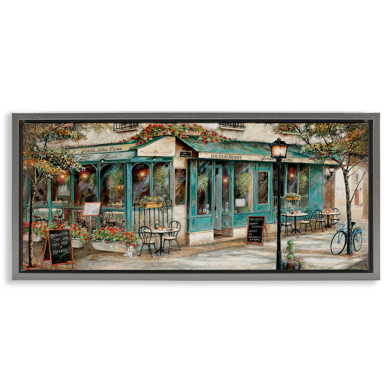 Stupell Industries European City Streets Café Scene Framed Floater Canvas Wall Art